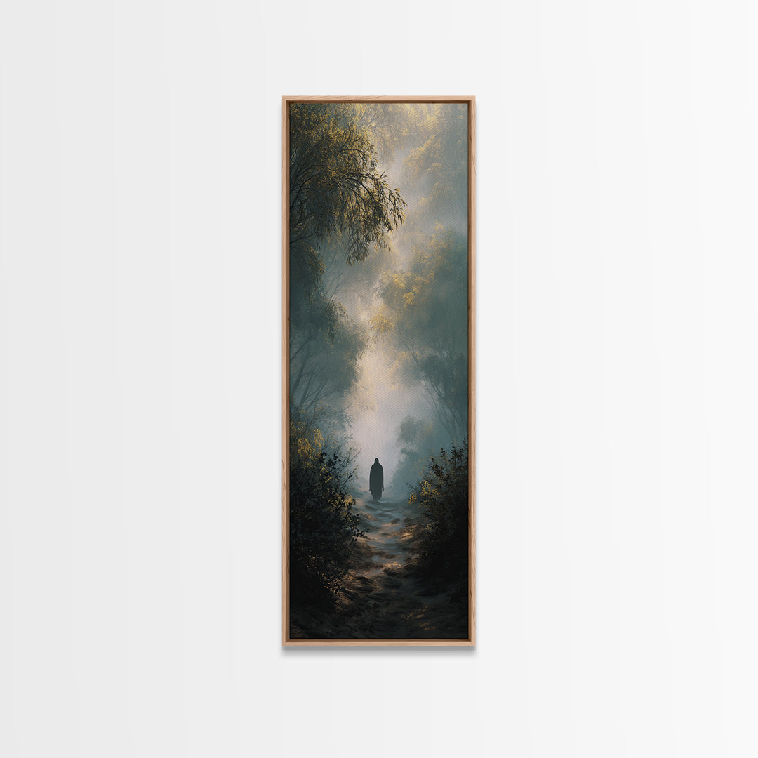 Path Of Grace – Framed Canvas Print – Tall Skinny Art Print – Christian Wall Art – Jesus Painting – Modern Christian Art – Christmas Art