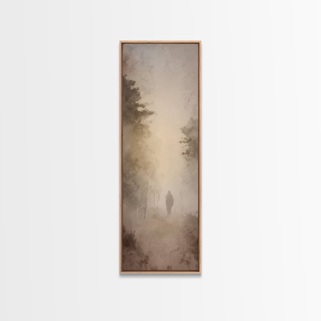 Misty Dawn Path – Framed Canvas Print – Skinny Art – Christian Wall Art – Christian Art Canvas – Jesus Painting – Modern Christian Art – Ch