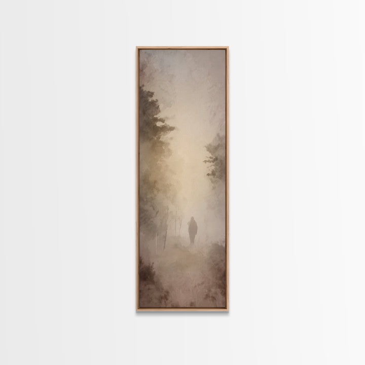 Misty Dawn Path – Framed Canvas Print – Skinny Art – Christian Wall Art – Christian Art Canvas – Jesus Painting – Modern Christian Art – Ch