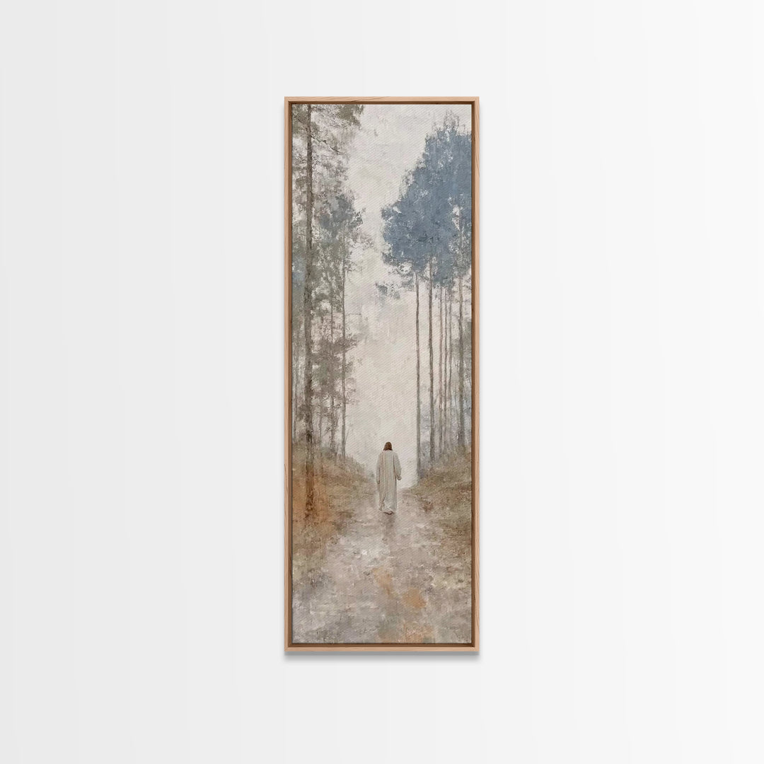 Sacred Morning Path – Framed Canvas Print – Skinny Art – Christian Art Work – Christian Painting – Jesus Painting – Modern Christian Art –