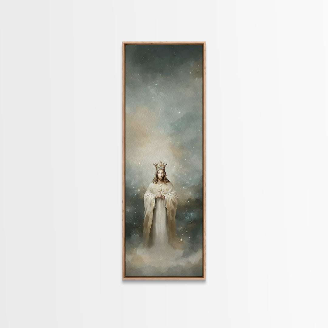 King Of Glory – Framed Canvas Print – Narrow Art – Christian Wall Art – Jesus Painting – Christian Art Canvas – Modern Christian Art – Chri