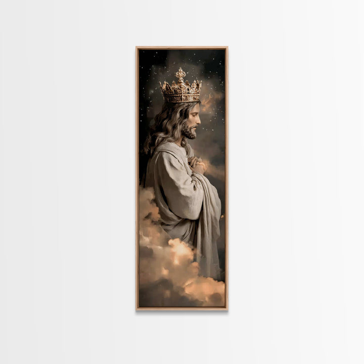 Crowned In Light – Framed Canvas Print – Tall Narrow Wall Art – Christian Art Canvas – Jesus Painting – Christian Wall Art – Christmas Art