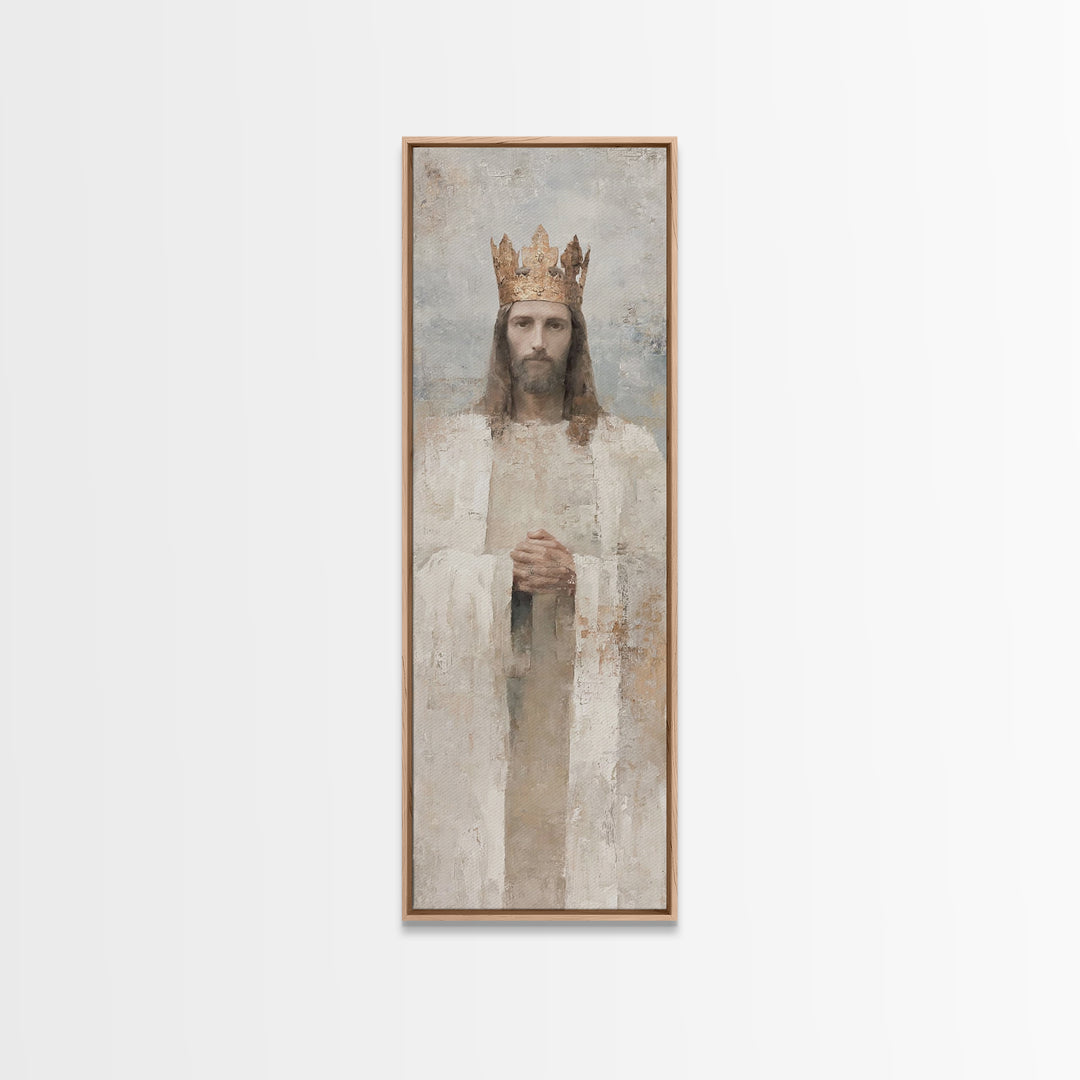 Crown Of Peace – Framed Canvas Print – Tall Skinny Art Print – Christian Wall Art – Jesus Painting – Modern Christian Art – Christmas Art