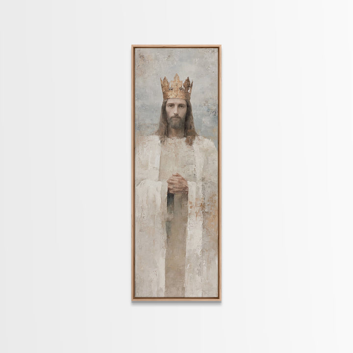 Crown Of Peace – Framed Canvas Print – Tall Skinny Art Print – Christian Wall Art – Jesus Painting – Modern Christian Art – Christmas Art
