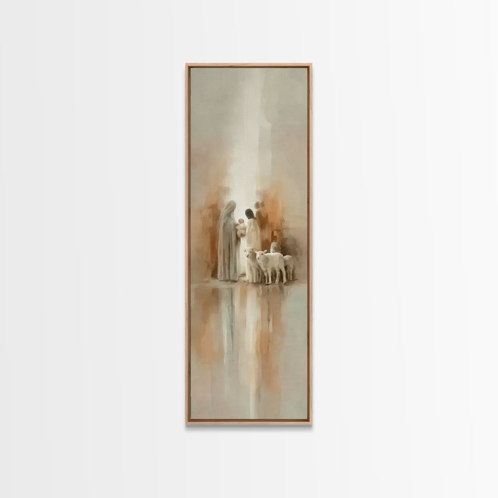 Sacred Family Light – Framed Canvas Print – Tall Skinny Art Print – Christian Art Work – Christian Wall Art – Christmas Art – Modern Christ