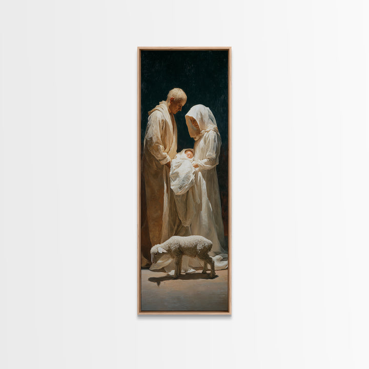 Nativity Night Peace – Framed Canvas Print – Narrow Art – Christian Art Canvas – Christmas Wall Art – Christian Art Gift – Christian Christ