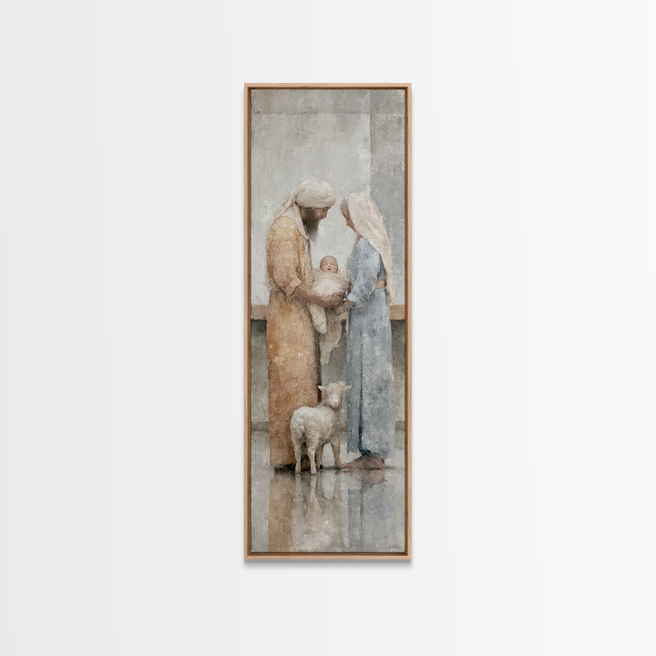 Bethlehem Dawn Light – Framed Canvas Print – Narrow Art – Christian Christmas Art – Christian Art Canvas – Christian Wall Art – Christmas C