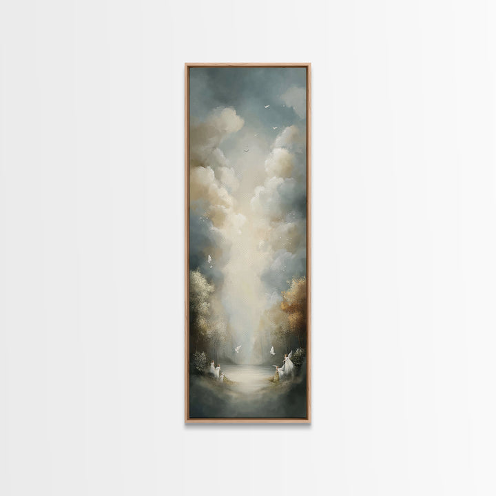 Peaceful Eden – Framed Canvas Print | Christian Decor | Christian Art Canvas | Subtle Christian Art | Tall Narrow Wall Art | Christian Wall