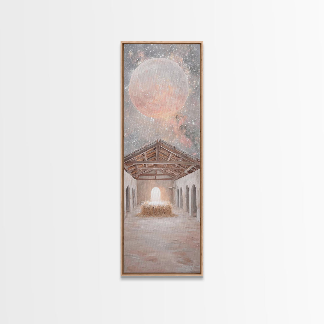 Celestial Nativity Light – Framed Canvas Print – Tall Narrow Wall Art – Christian Art Canvas – Christian Christmas Art – Christian Wall Art