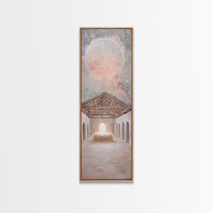 Celestial Nativity Light – Framed Canvas Print – Tall Narrow Wall Art – Christian Art Canvas – Christian Christmas Art – Christian Wall Art