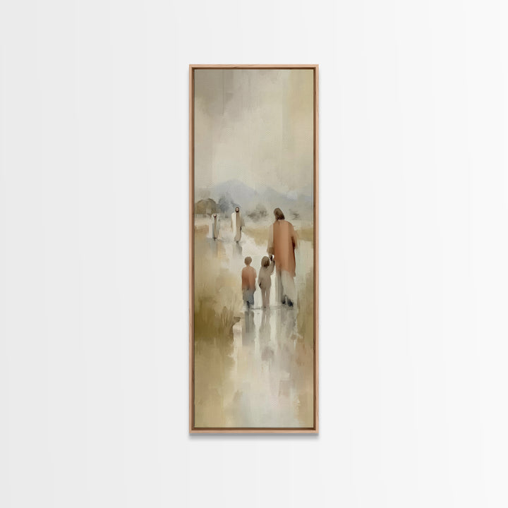 Guiding Light Trail, Framed Canvas Print, Narrow Art, Christian Wall Art, Christian Art Canvas, Jesus Painting, Christmas Art