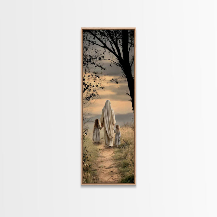 Walk In Faith – Framed Canvas Print – Skinny Art – Christian Painting – Christian Art Canvas – Jesus Art Print – Christmas Art