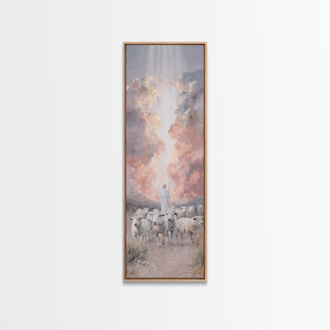 Cross Of The Clouds, Framed Canvas Print, Tall Narrow Wall Art, Christian Art, Jesus Painting, Christian Christmas Art