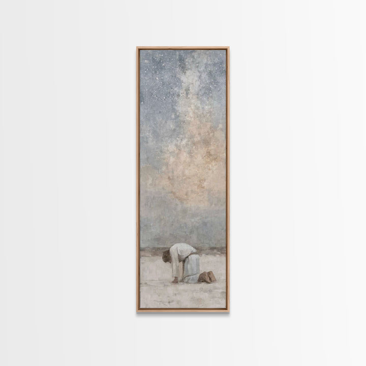 Desert Night Prayer – Framed Canvas Print – Christian Art Canvas – Jesus Painting – Christian Wall Art – Tall Narrow Wall Art – Christian A