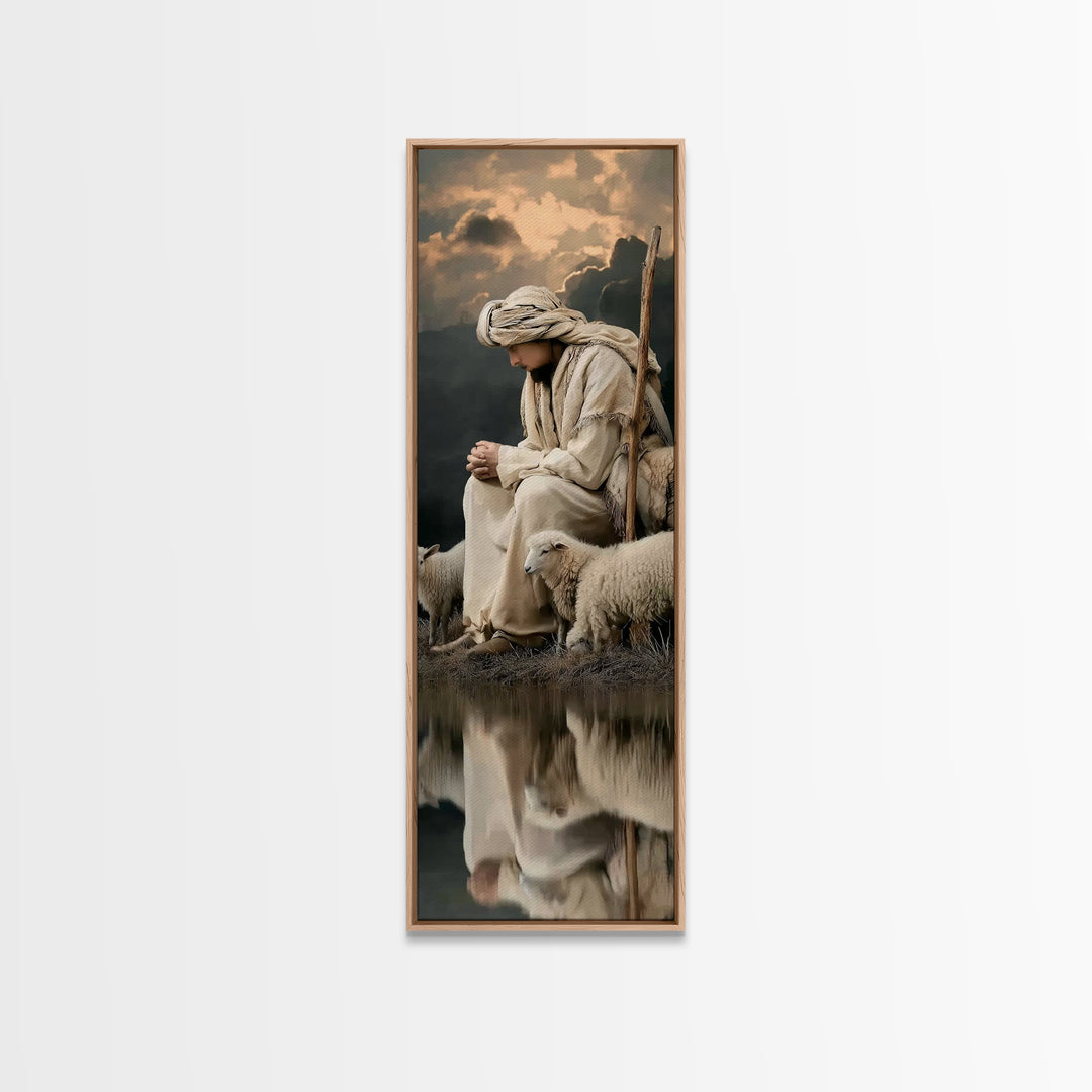 Still Waters Prayer | Framed Canvas Print | Christian Wall Art | Christian Art | Jesus Painting | Tall Narrow Wall Art | Christian Art Canv