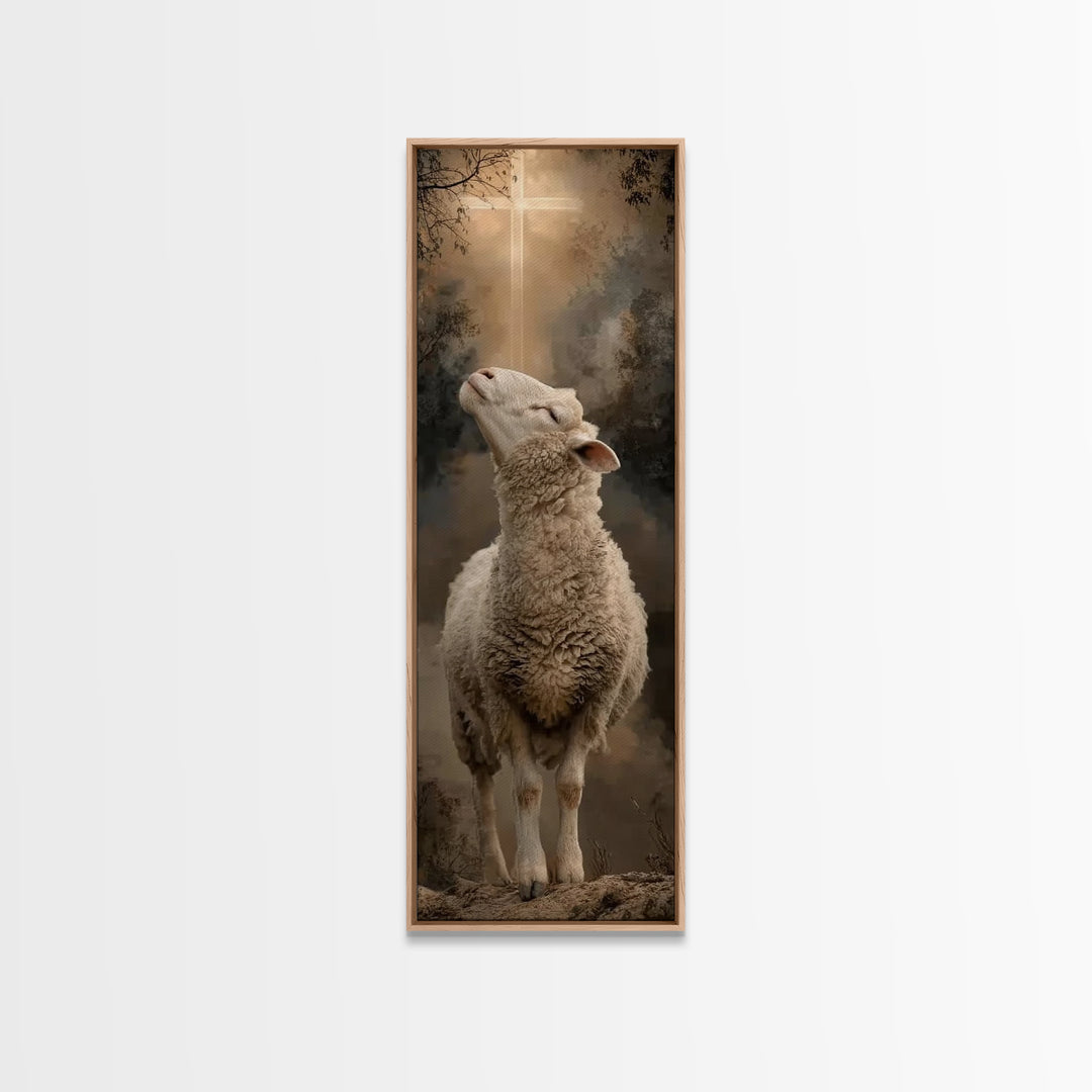 Lamb Of Hope – Framed Canvas Print – Skinny Art – Christian Art – Christian Art Canvas – Christian Painting – Christian Christmas Art – Chr