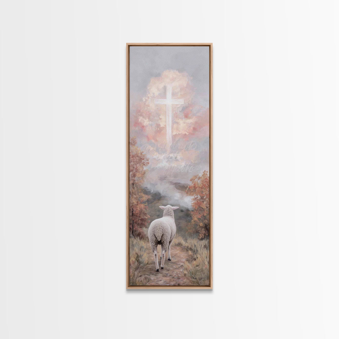 Shepherd’s Peace – Framed Canvas Print – Tall Narrow Wall Art – Christian Wall Art – Christian Art Work – Jesus Painting – Christmas Art –
