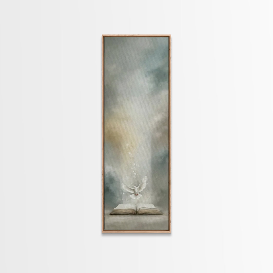 Spirit’s Living Word – Framed Canvas Print – Tall Narrow Wall Art – Christian Art Canvas – Christian Wall Art – Christian Paintings – Chris