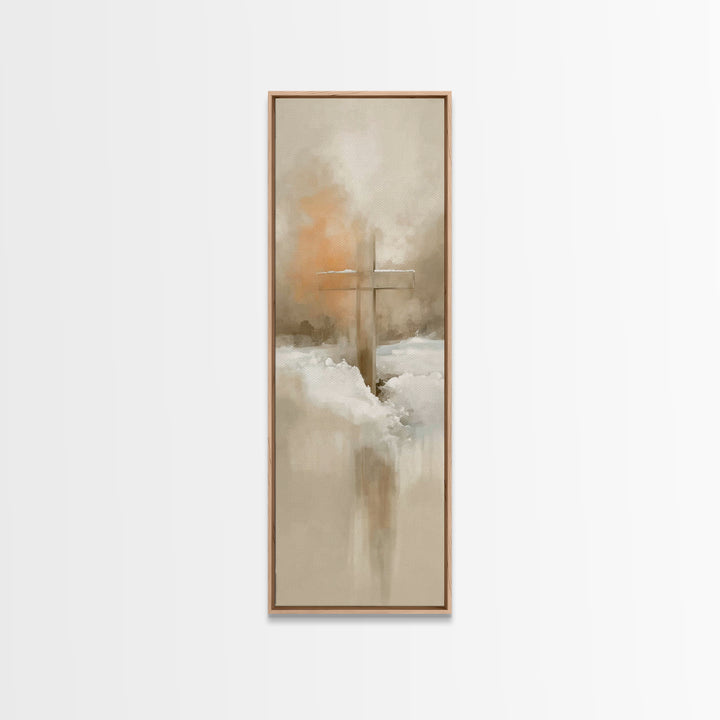 Winter Cross Glory – Framed Canvas Print – Tall Skinny Art Print – Christian Wall Art – Christian Art Canvas – Christmas Art – Christian Pa