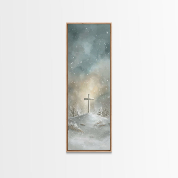 Silent Cross Hope – Framed Canvas Print – Skinny Art – Christian Art Canvas – Christian Wall Art – Christmas Art – Christian Paintings