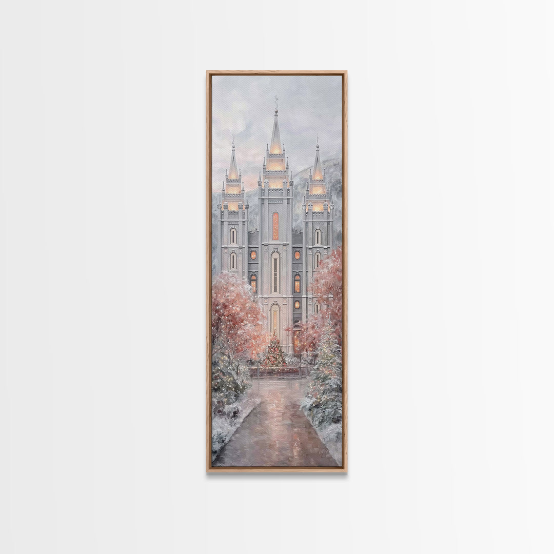 Winter Temple Light - Framed Canvas Print - Christian Wall Art - Christian Christmas Art - Narrow Art - Christian Art Canvas - Christmas De