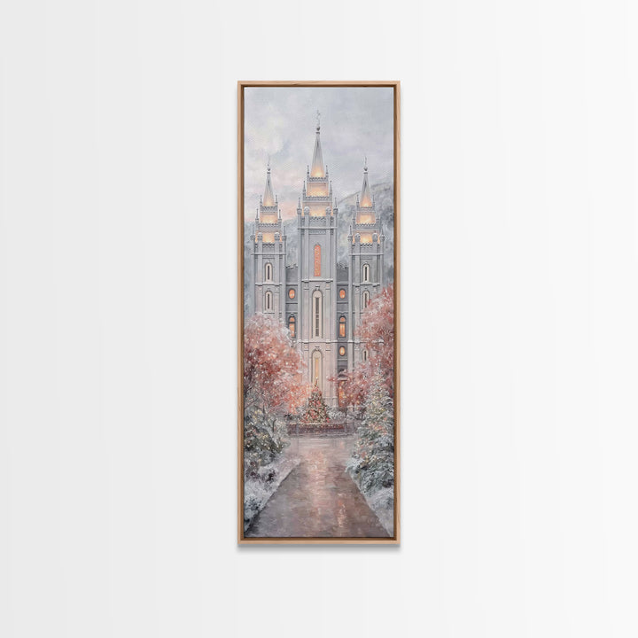 Winter Temple Light - Framed Canvas Print - Christian Wall Art - Christian Christmas Art - Narrow Art - Christian Art Canvas - Christmas De