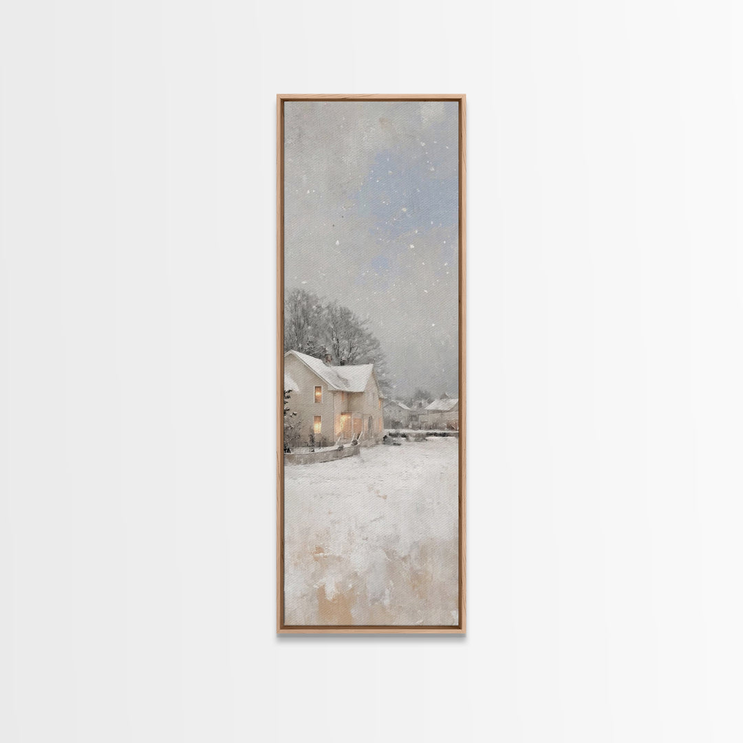 Quiet Winter Homes - Framed Canvas Print - Christian Christmas Art - Narrow Art - Christian Wall Art - Christmas Canvas Wall Art - Christia