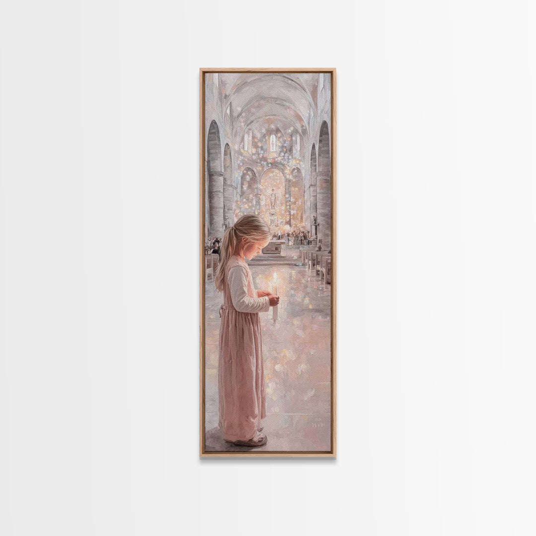 Candlelight Prayer – Framed Canvas Print – Christian Wall Art – Christian Art Canvas – Tall Narrow Wall Art – Christian Painting – Christia