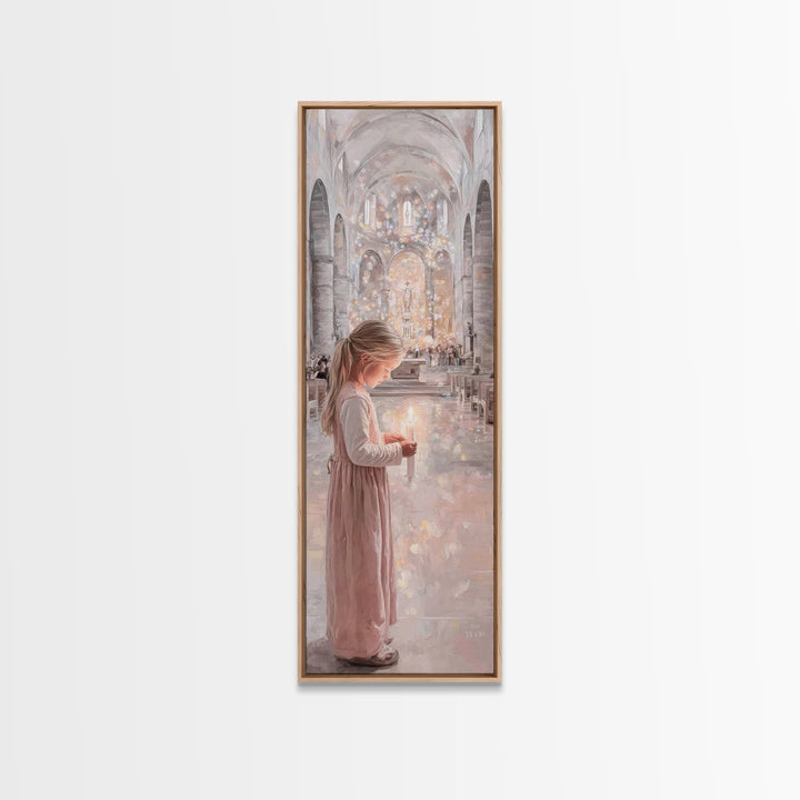 Candlelight Prayer – Framed Canvas Print – Christian Wall Art – Christian Art Canvas – Tall Narrow Wall Art – Christian Painting – Christia