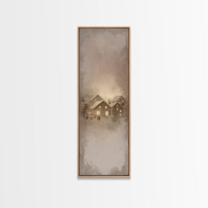 Gathered Hearth Light | Framed Canvas Print | Christmas Wall Art | Christian Art Canvas | Tall Skinny Art Print | Christian Christmas Art |
