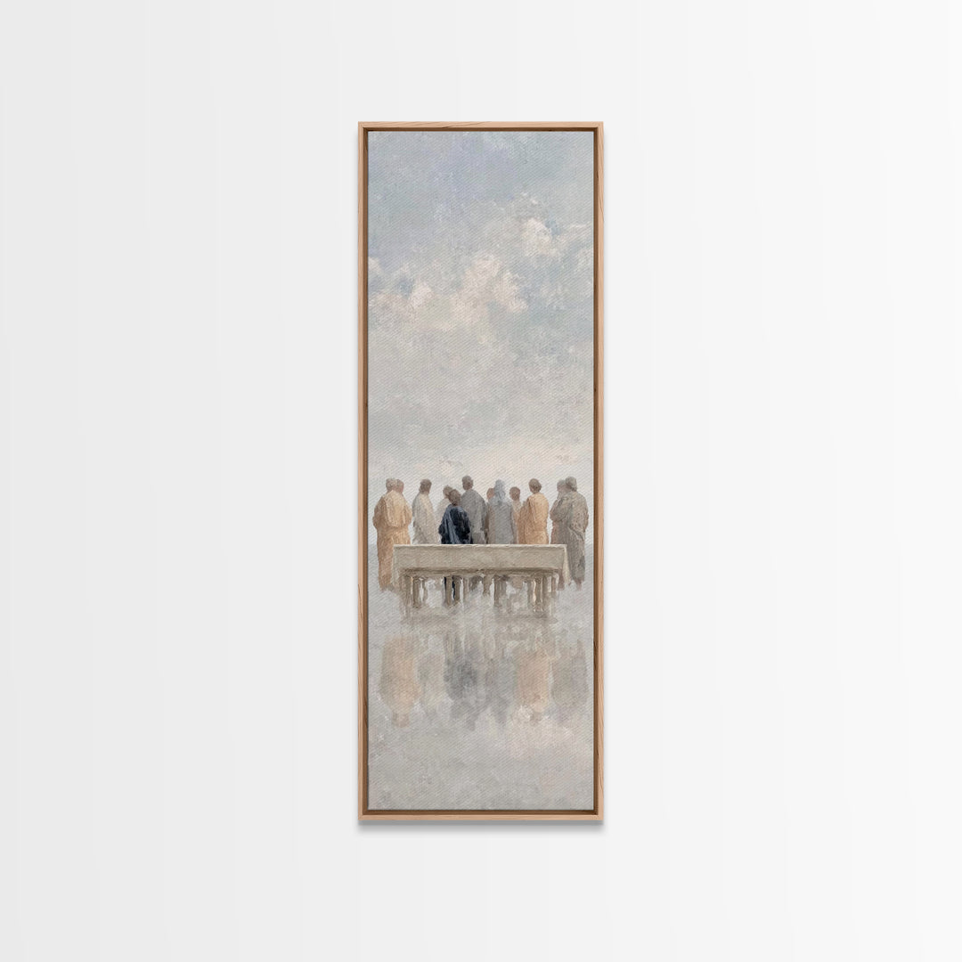 Gathered In Light – Framed Canvas Print – Christian Art Canvas – Jesus Painting – Skinny Art – Christian Wall Art – Minimalist Christian Ar