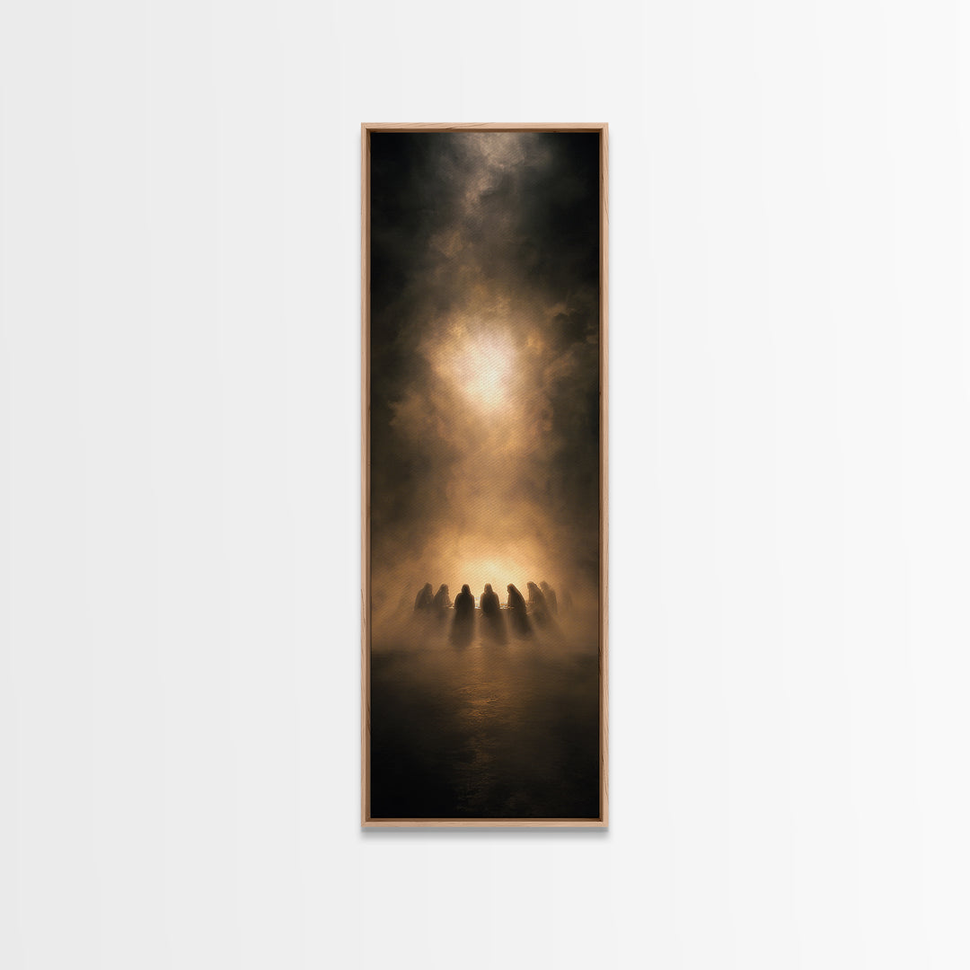 Sacred Evening Table – Framed Canvas Print – Christian Art Canvas – Jesus Painting – Christian Wall Art – Tall Skinny Art Print