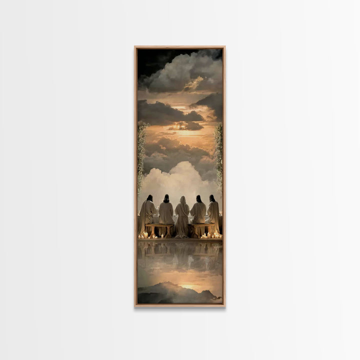 Celestial Supper Light – Framed Canvas Print – Christian Wall Art – Christian Christmas Art – Christian Art Canvas – Narrow Art
