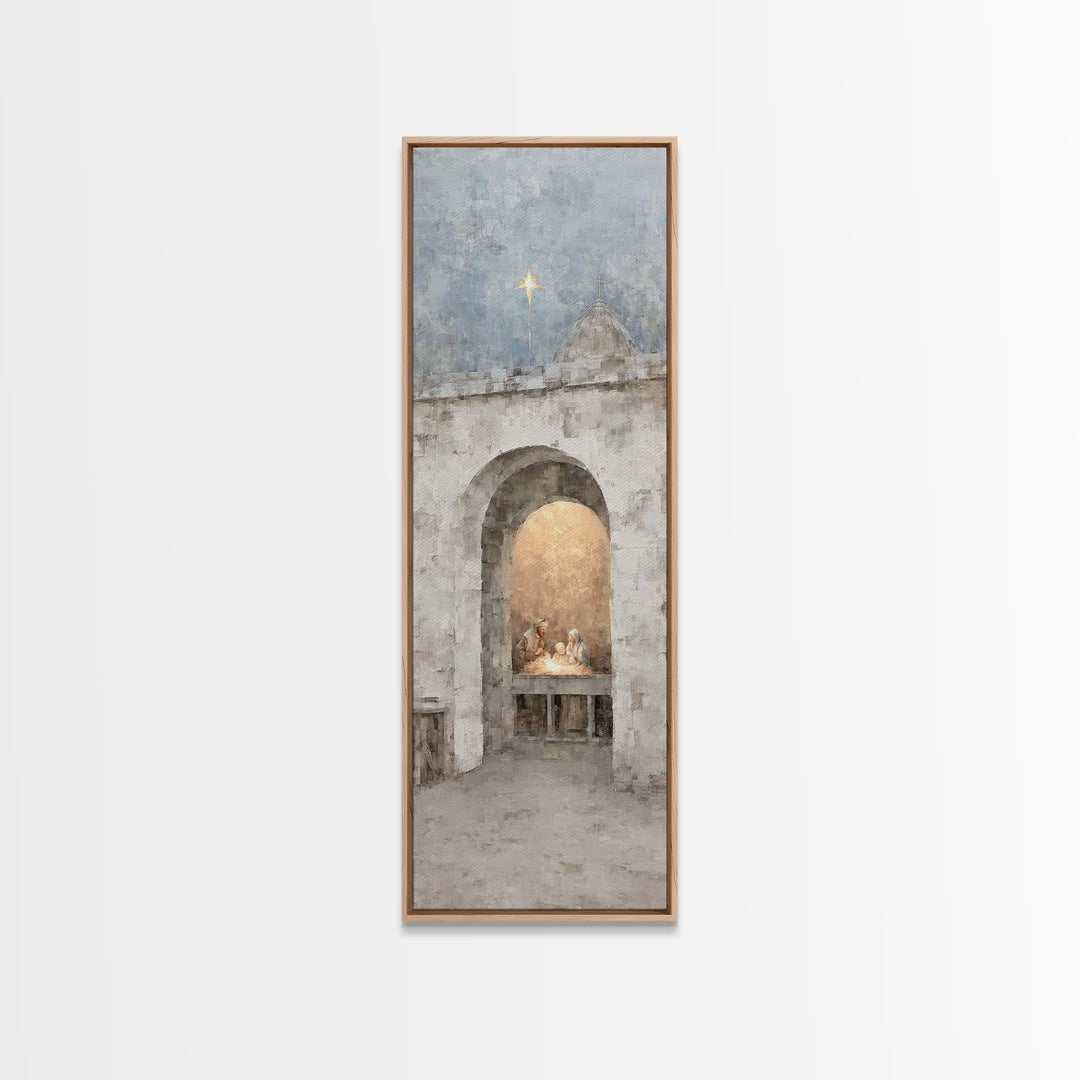 Divine Birth Star – Framed Canvas Print – Christian Wall Art – Christian Christmas Art – Christian Art Canvas – Tall Narrow Wall Art