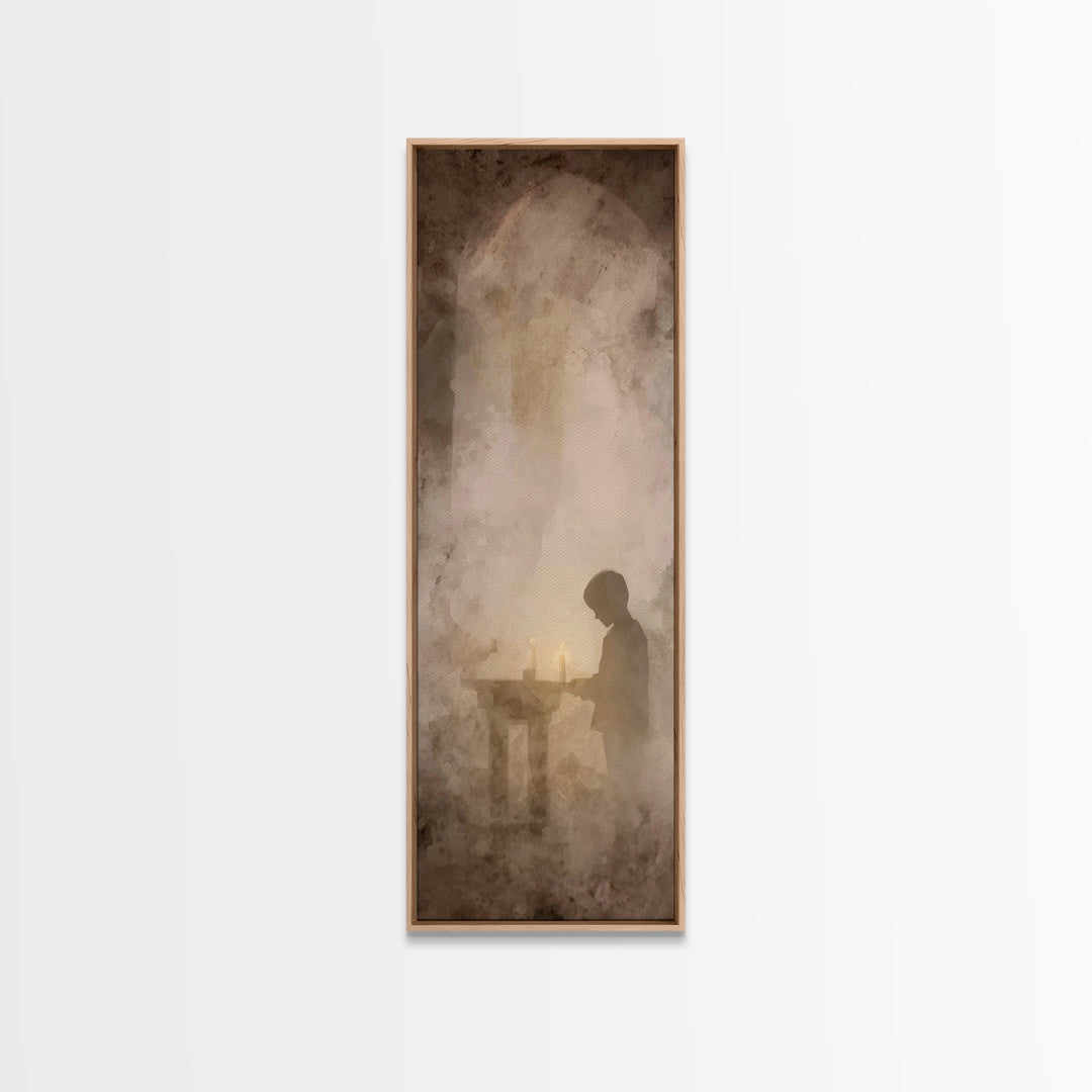 Quiet Devotion – Framed Canvas Print, Christian Art Canvas, Christian Wall Art, Narrow Art, Subtle Christian Art, Christian Painting
