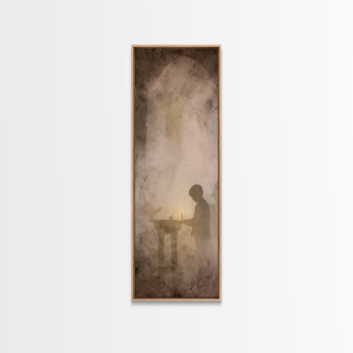 Quiet Devotion – Framed Canvas Print, Christian Art Canvas, Christian Wall Art, Narrow Art, Subtle Christian Art, Christian Painting