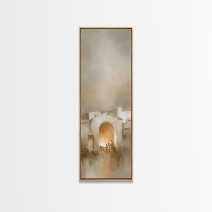 Silent Nativity Peace – Framed Canvas Print – Christian Wall Art – Christian Christmas Art – Christian Art Canvas – Tall Skinny Art Print
