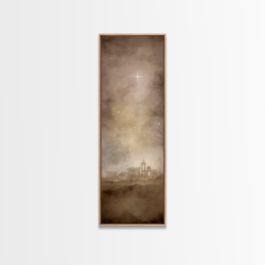 The Guiding Star – Framed Canvas Print – Tall Narrow Wall Art – Christian Wall Art – Christian Art Canvas – Christmas Art – Christian Decor