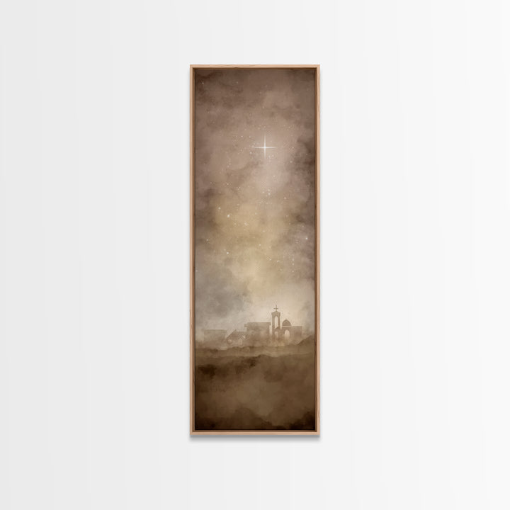 The Guiding Star – Framed Canvas Print – Tall Narrow Wall Art – Christian Wall Art – Christian Art Canvas – Christmas Art – Christian Decor