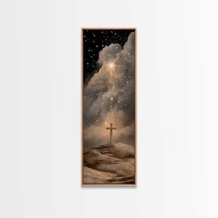 Cross Of Hope – Framed Canvas Print – Skinny Art – Christian Art Canvas – Christian Christmas Art – Jesus Painting – Christian Wall Art