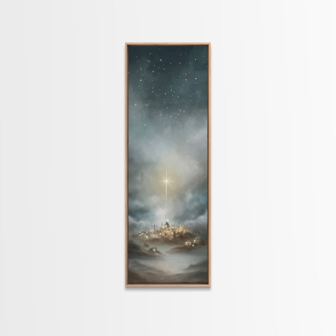 Bethlehem Light – Framed Canvas Print – Narrow Art – Christian Wall Art – Christmas Canvas Wall Art – Christian Art – Christian Christmas D