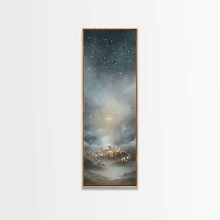 Bethlehem Light – Framed Canvas Print – Narrow Art – Christian Wall Art – Christmas Canvas Wall Art – Christian Art – Christian Christmas D