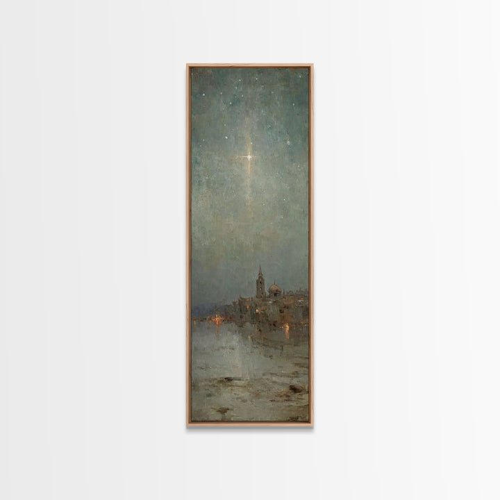 City Of Peace – Framed Canvas Print – Tall Skinny Art Print – Christian Art Print – Vintage Christmas Art – Christian Wall Art – Christmas