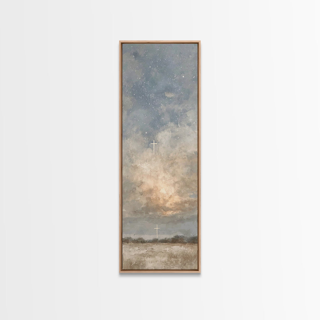 Heavenly Promise – Framed Canvas Print – Narrow Art – Christian Art Canvas – Christian Painting – Christian Decor – Christmas Art