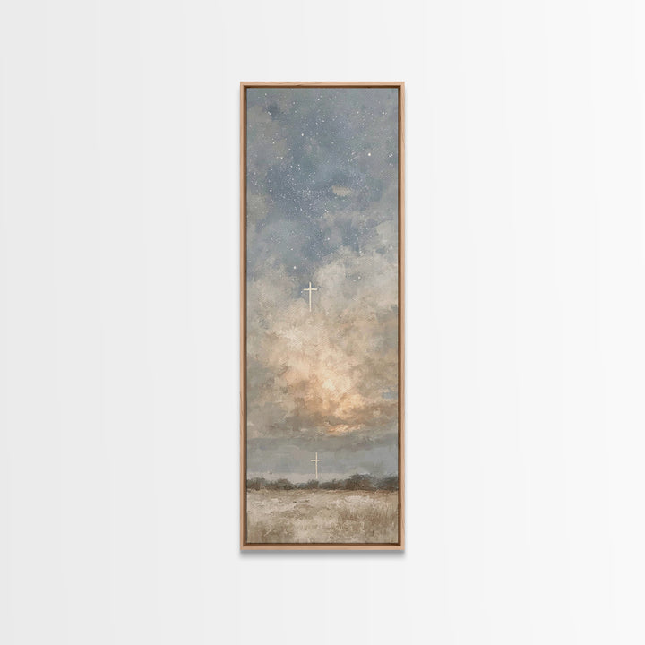 Heavenly Promise – Framed Canvas Print – Narrow Art – Christian Art Canvas – Christian Painting – Christian Decor – Christmas Art