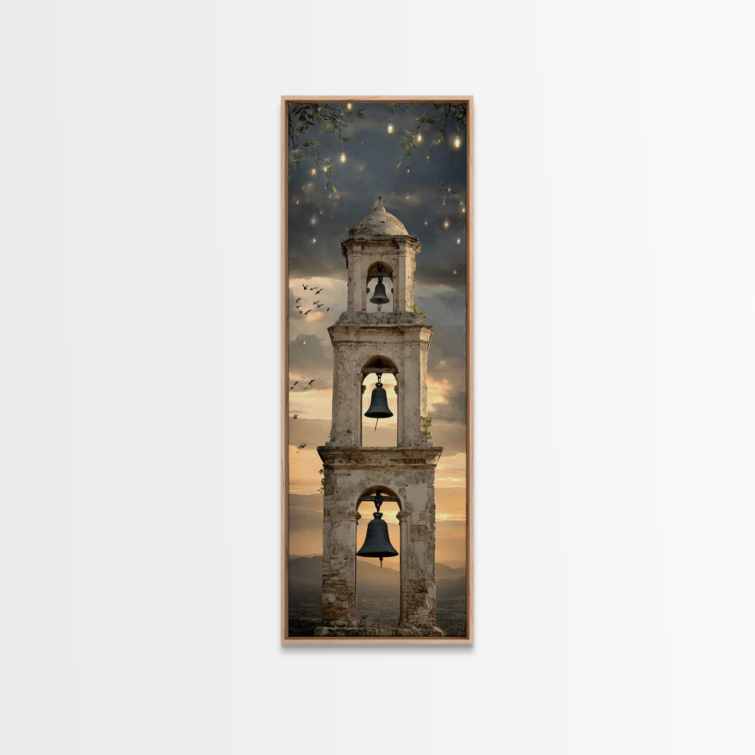 Chapel Sunrise – Framed Canvas Print – Tall Skinny Art Print – Christian Art – Christian Christmas Decor – Christian Wall Art – Christmas A