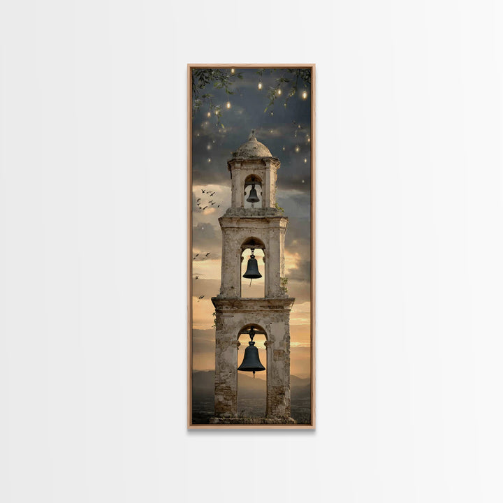 Chapel Sunrise – Framed Canvas Print – Tall Skinny Art Print – Christian Art – Christian Christmas Decor – Christian Wall Art – Christmas A