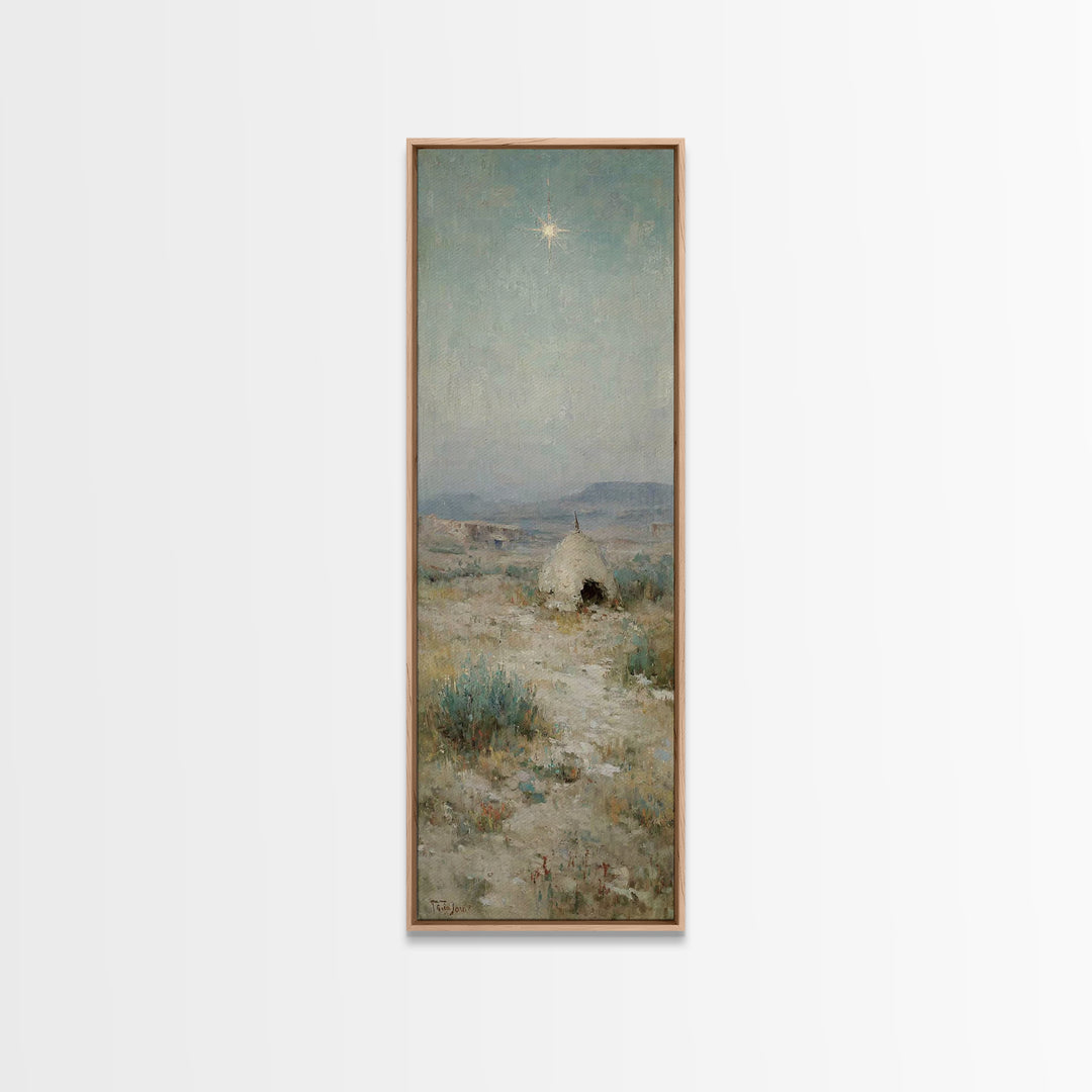 Bethlehem Dawn Glow, Framed Canvas Print, Skinny Art, Christian Art Canvas, Christian Christmas Art, Christian Painting, Christian Wall Art