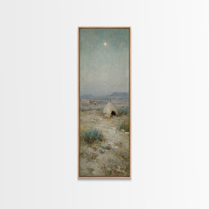 Bethlehem Dawn Glow, Framed Canvas Print, Skinny Art, Christian Art Canvas, Christian Christmas Art, Christian Painting, Christian Wall Art