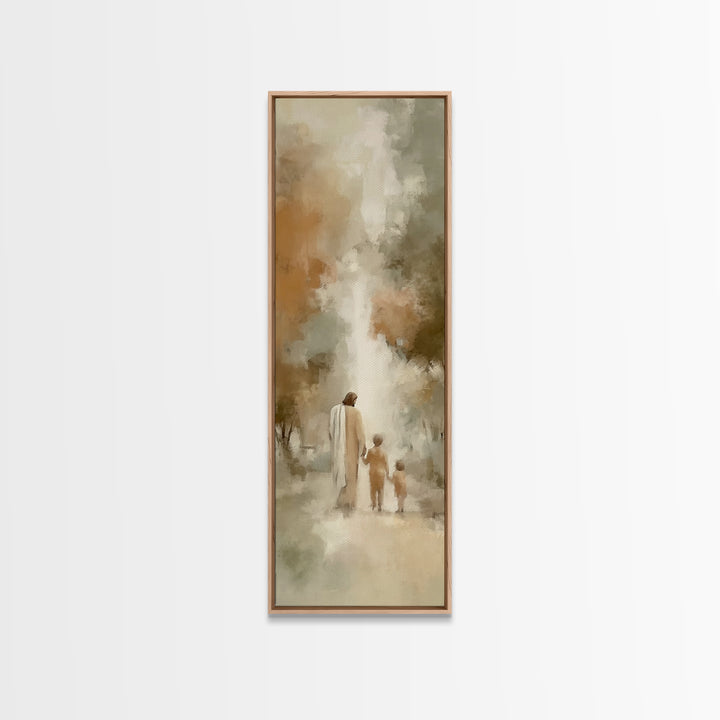 Walk In His Peace | Framed Canvas Print | Narrow Art | Christian Art Canvas | Jesus Painting | Christian Wall Art | Christian Art
